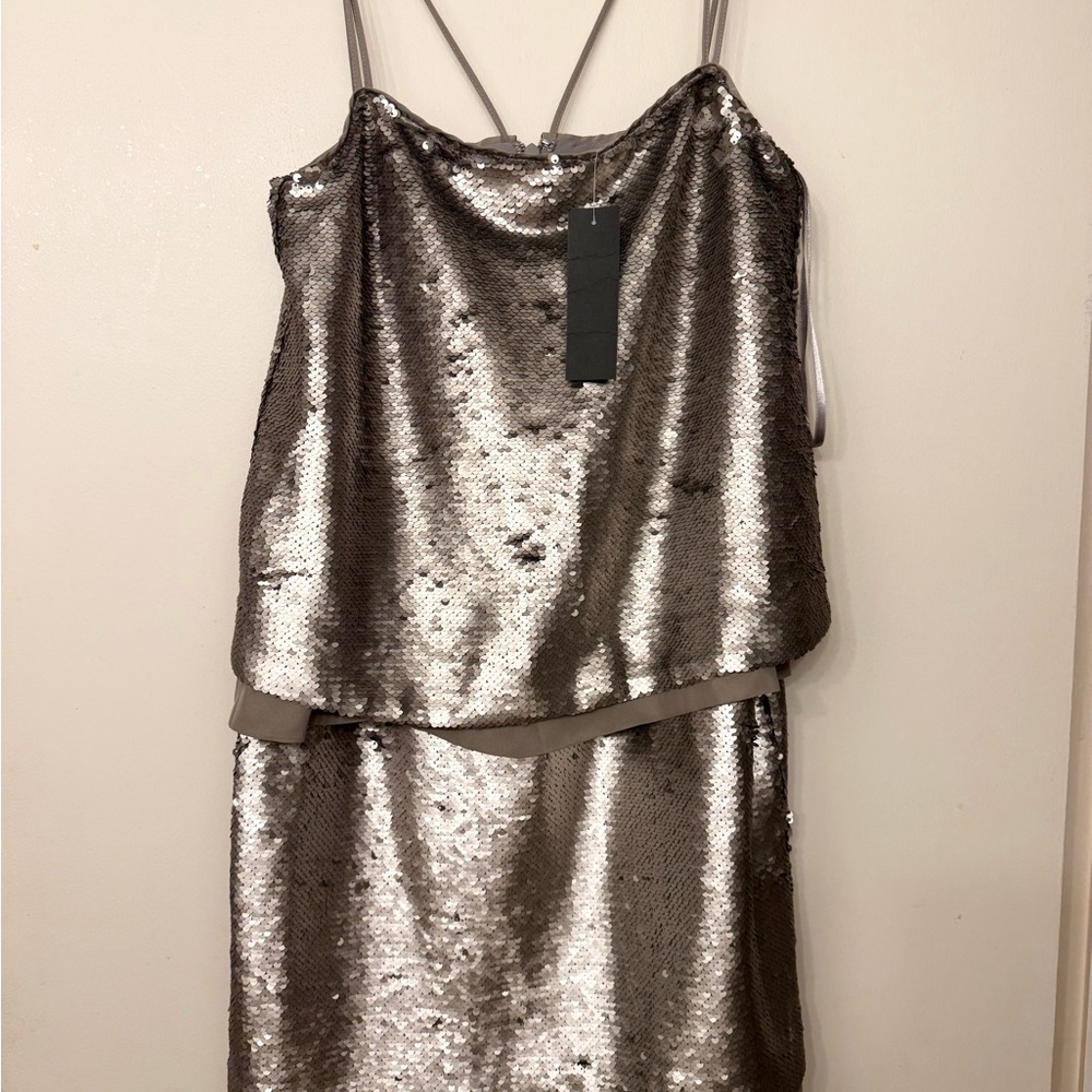 Banana Republic Shimmering Silver Mini Sequin Dress